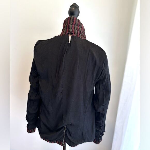 Free People B-Line Blazer Velvet Striped Button Pockets Burgundy Red Size S - Picture 15 of 15